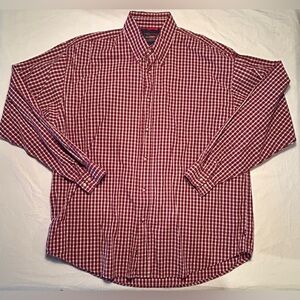 Wrangler Cool River Collection Red/White Plaid Long Sleeve Button Up Men’s XL